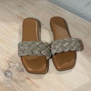 Rhinestone slides sandals Sincerely Jules size 8